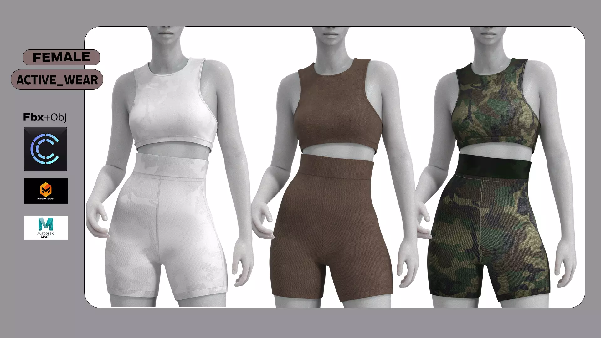 Female Active Wear  Low-poly 3D model_0