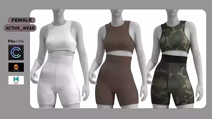 Female Active Wear  Low-poly 3D model