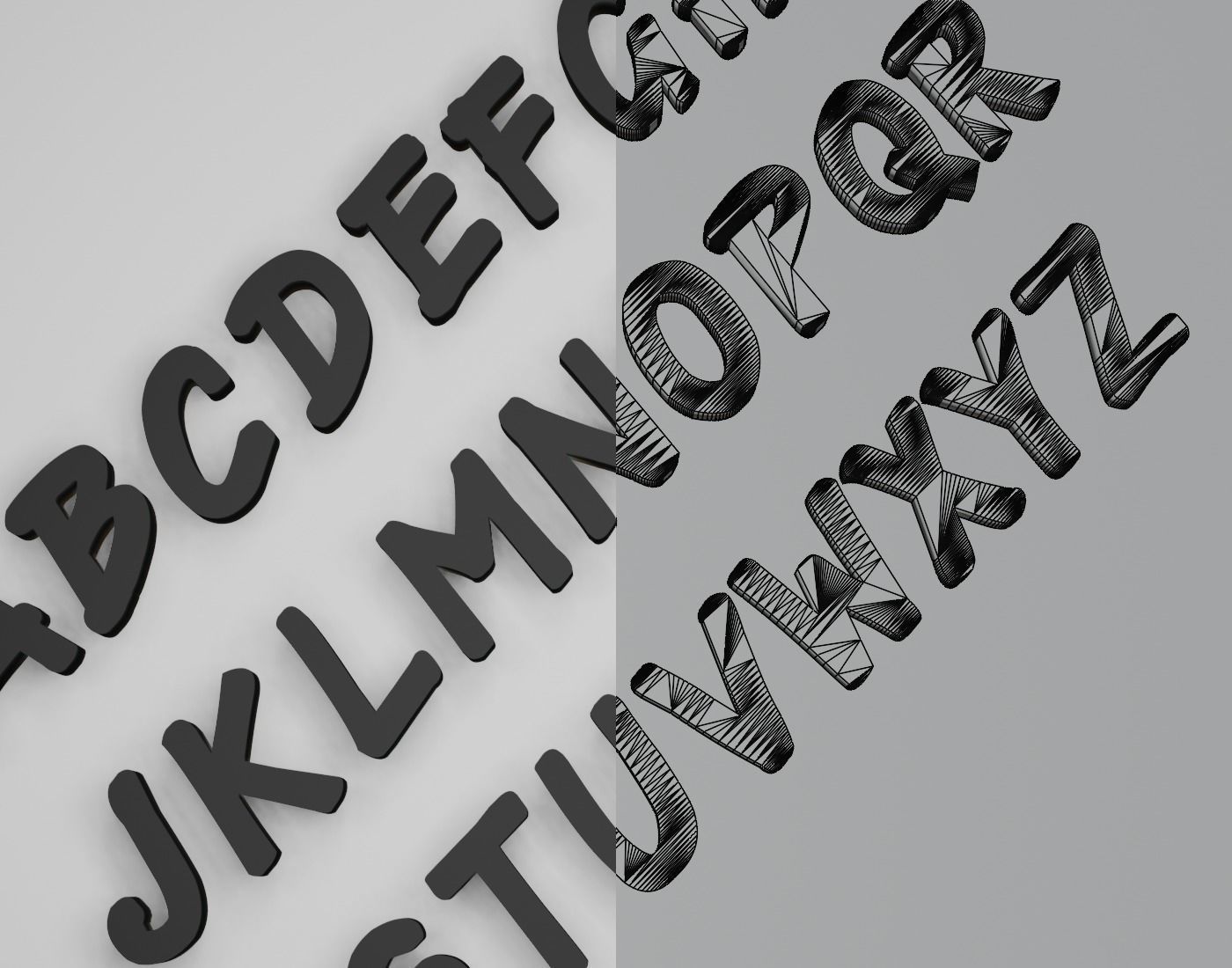 Ronysiswadi16Black Text Font 3D Printing STL Collection 3D print model_5