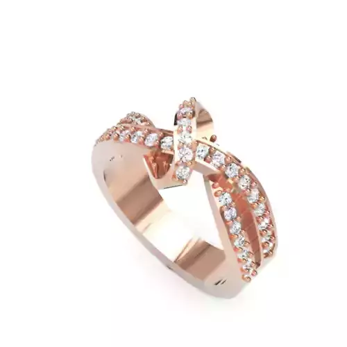 Elegant Criss Cross Diamond Ring with 39 Stones 3D Model