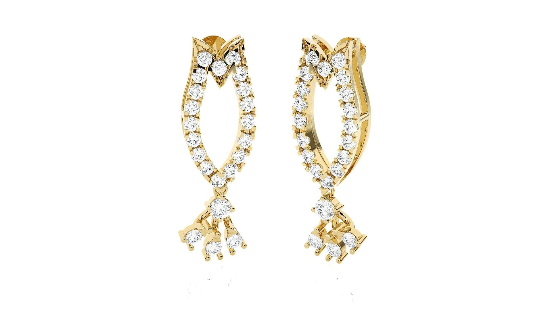 High Jewelry Pendant Earrings Set 3dm stl obj mtl gltf glb 3D print model_22