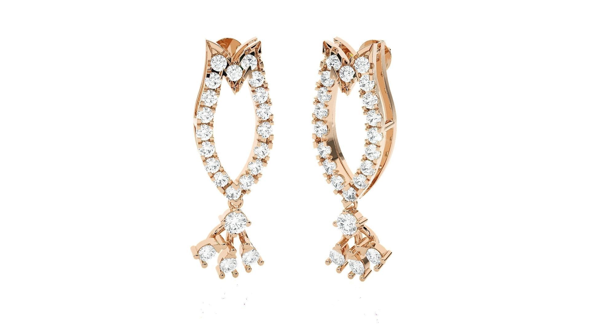 High Jewelry Pendant Earrings Set 3dm stl obj mtl gltf glb 3D print model_7