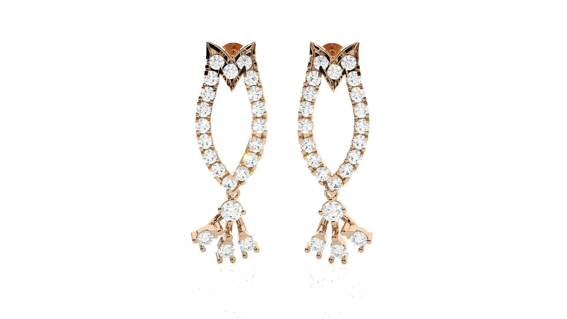 High Jewelry Pendant Earrings Set 3dm stl obj mtl gltf glb 3D print model_1