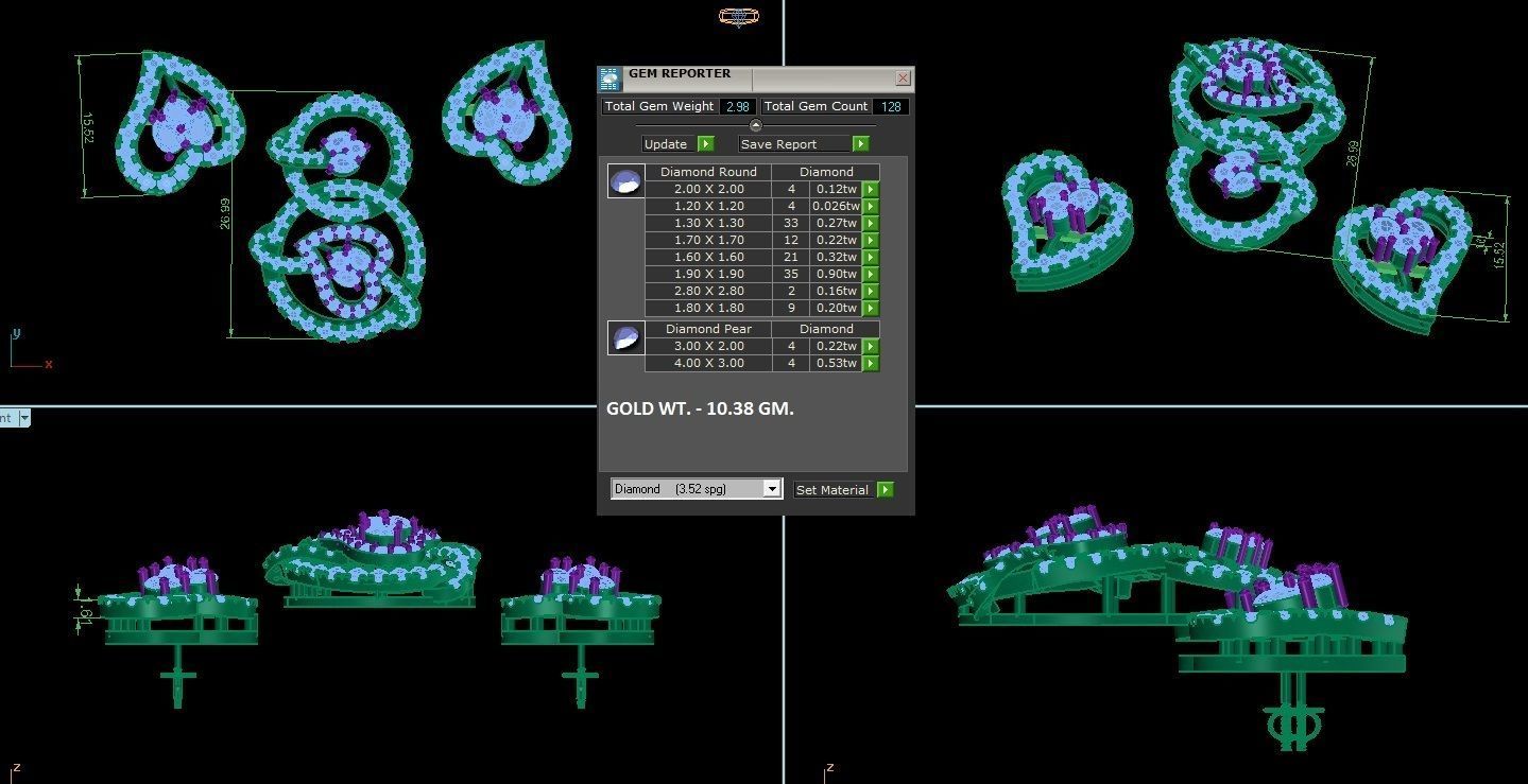 Heart Love valentine High Jewelry Pendant Earrings Set 3dm stl 3D print model_5