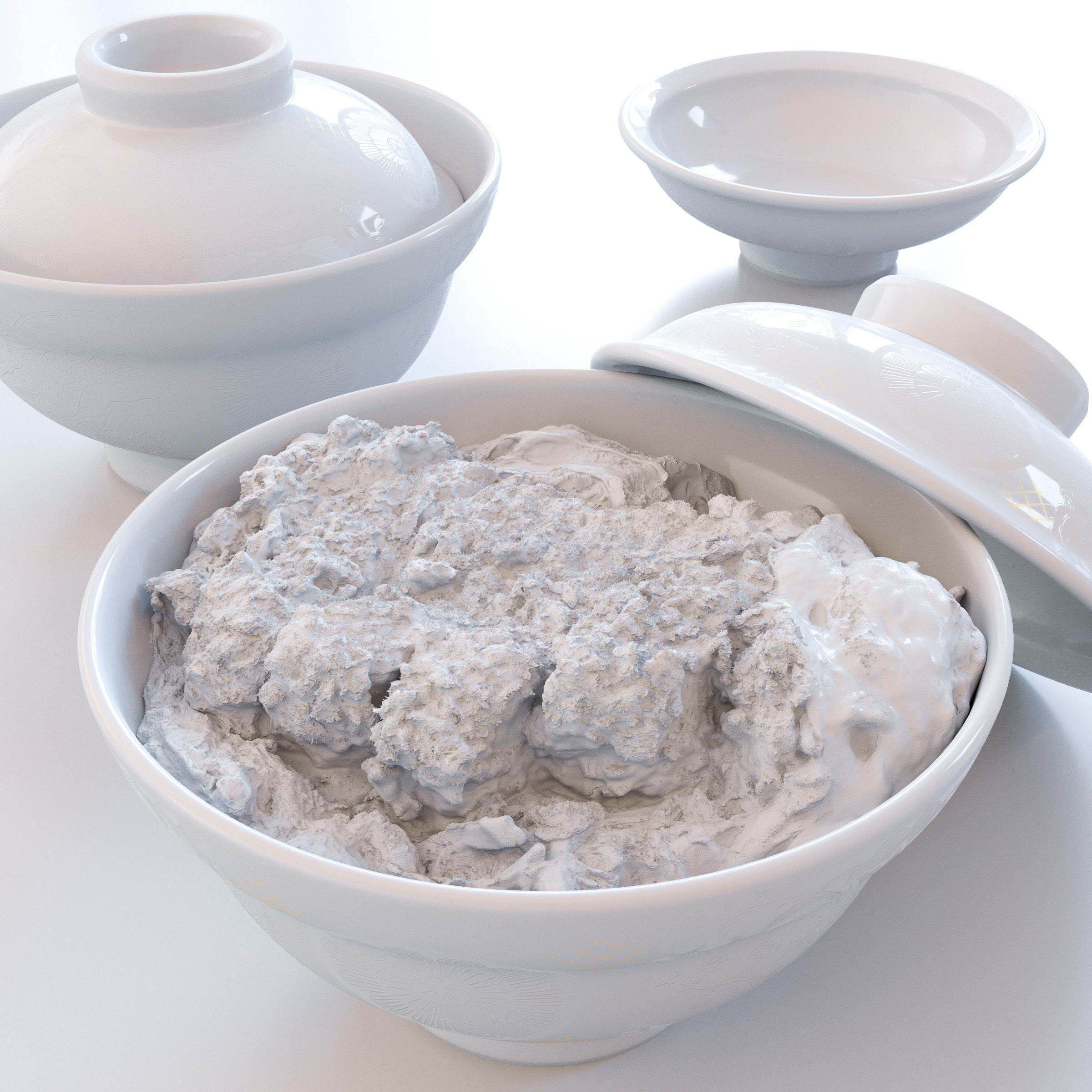 3D model Katsudon and Donburi bowl with lid - Pork Cutlet Rice Bowl VR ...