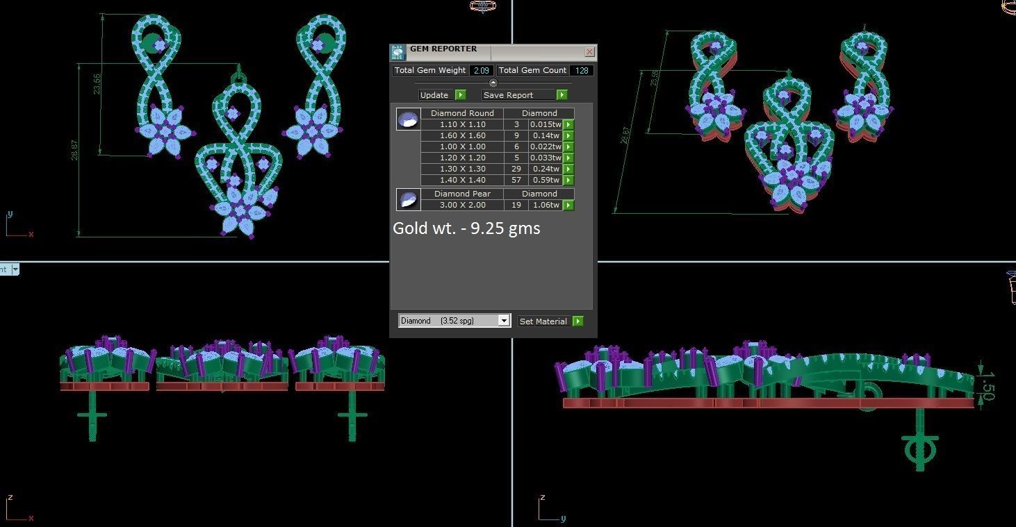 Light wt Pendant Earrings Set 3dm stl obj mtl gltf glb renders  3D print model_6
