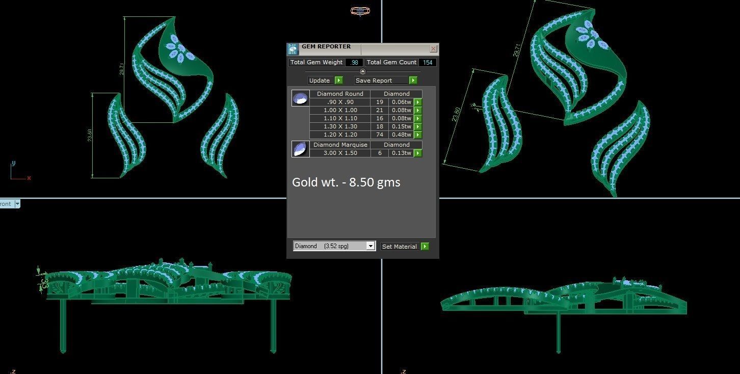 High Jewelry Pendant Earrings Set 3dm stl obj mtl gltf glb  3D print model_9