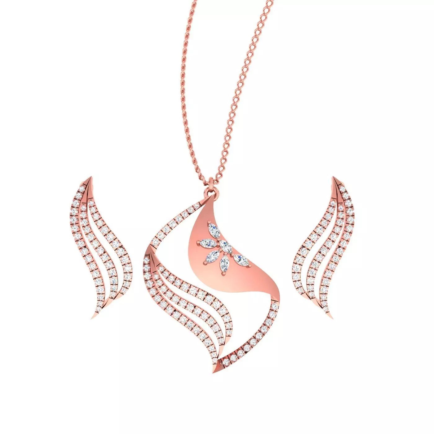 High Jewelry Pendant Earrings Set 3dm stl obj mtl gltf glb  3D print model_0