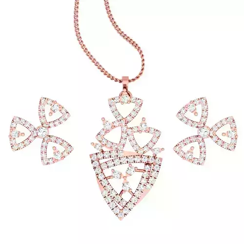 Triangular High Jewelry Pendant Earrings Set 3dm stl obj mtl 