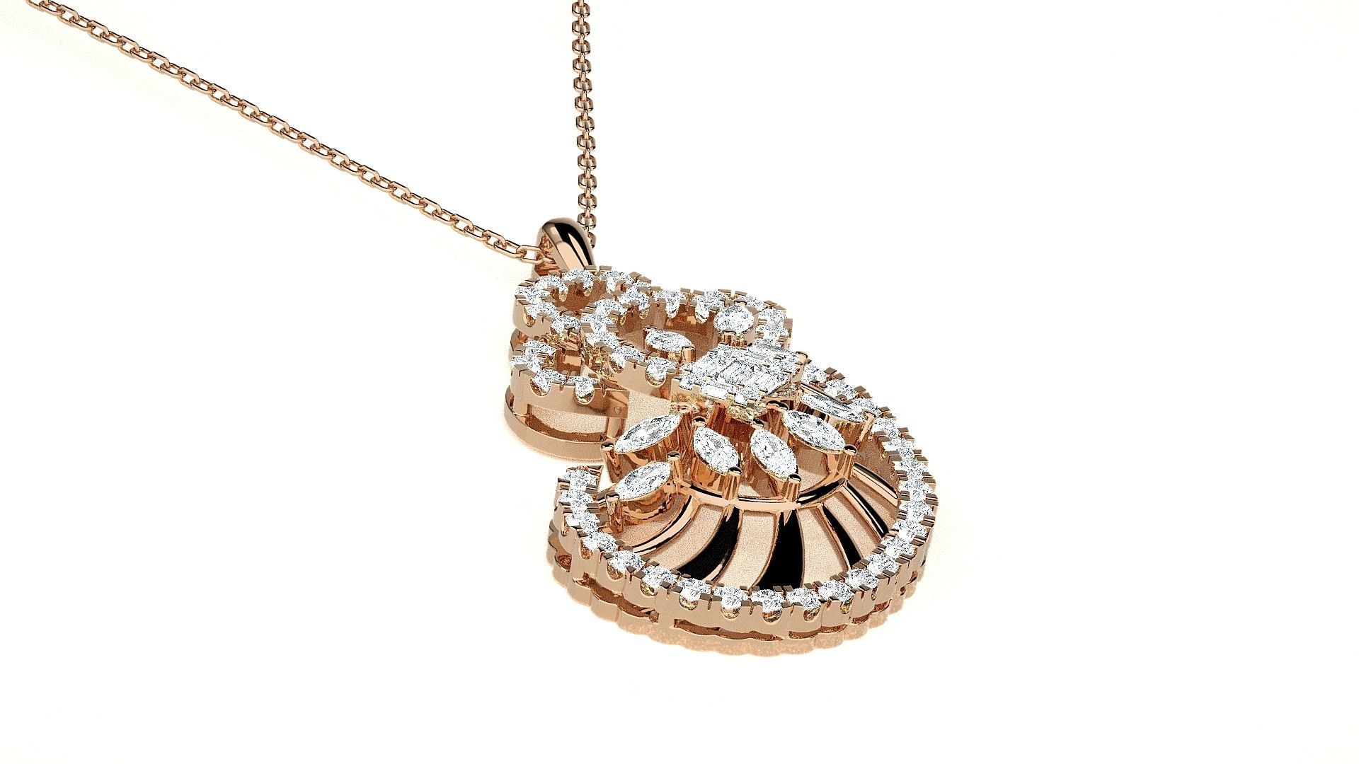 Leaves High Jewelry Pendant Earrings Set 3dm stl obj mtl gltf 3D print model_8