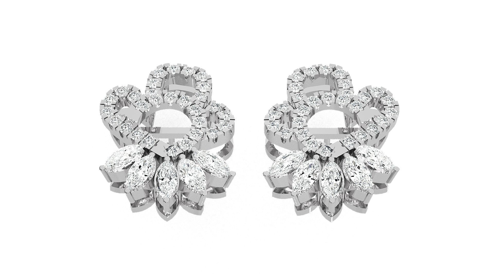 Leaves High Jewelry Pendant Earrings Set 3dm stl obj mtl gltf 3D print model_10