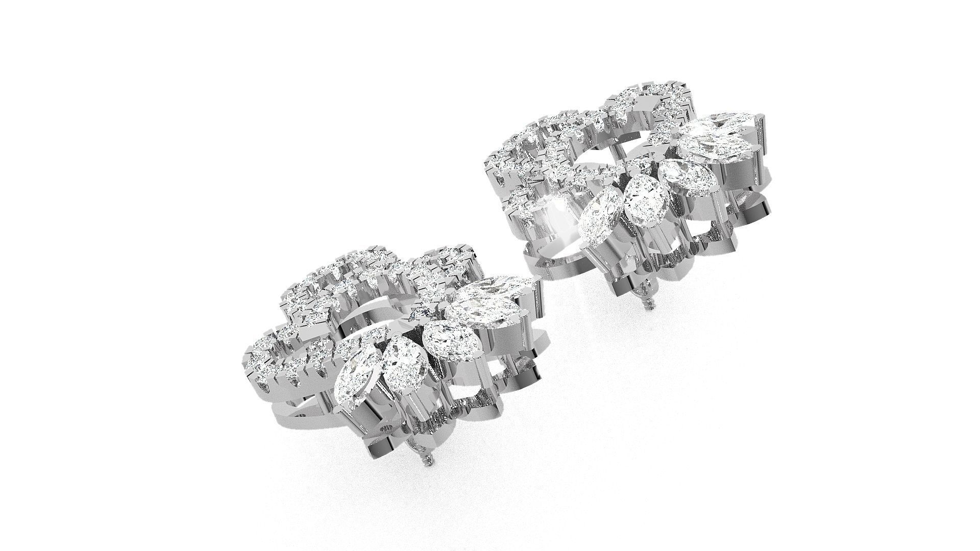 Leaves High Jewelry Pendant Earrings Set 3dm stl obj mtl gltf 3D print model_12