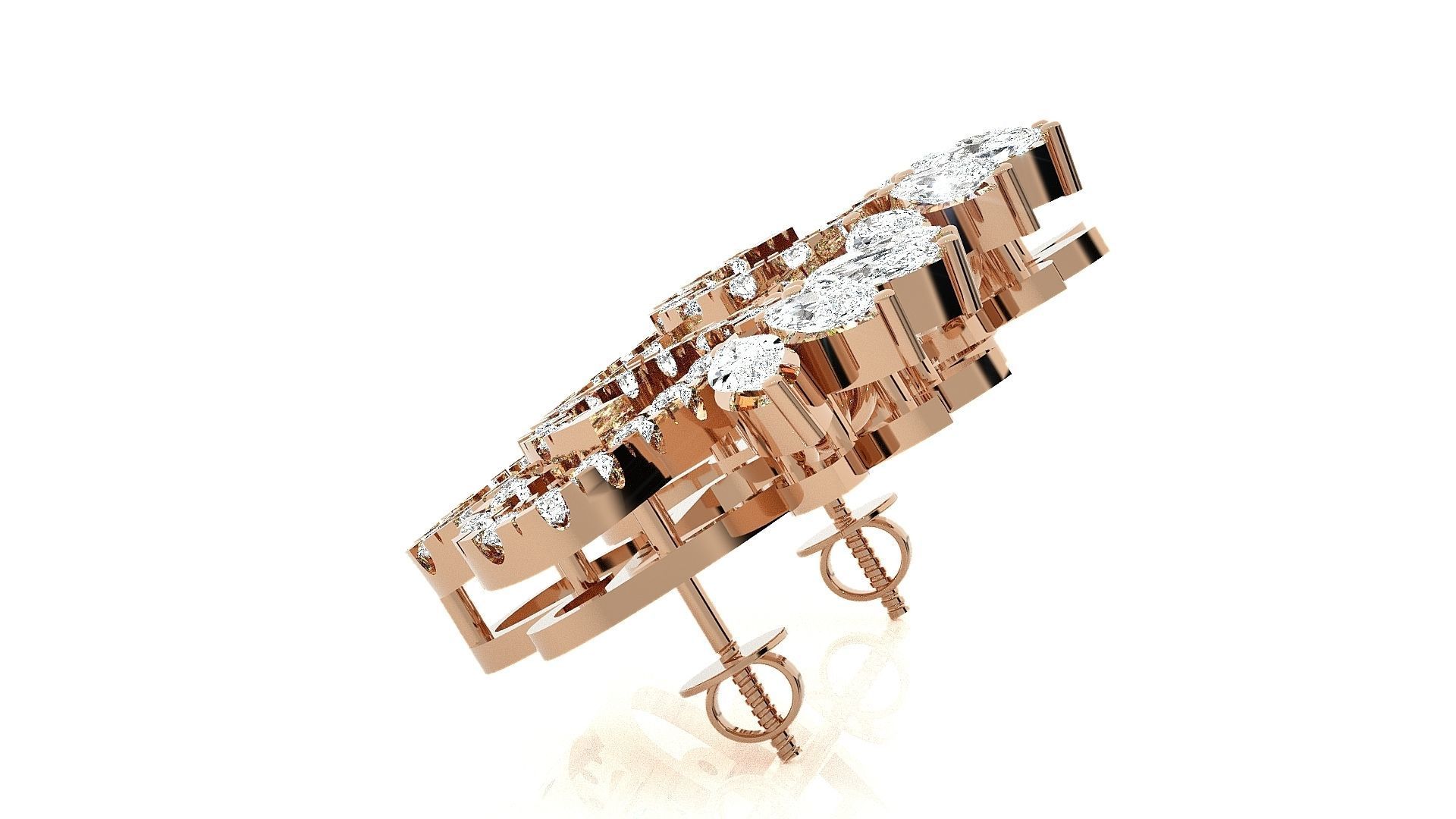 Leaves High Jewelry Pendant Earrings Set 3dm stl obj mtl gltf 3D print model_7