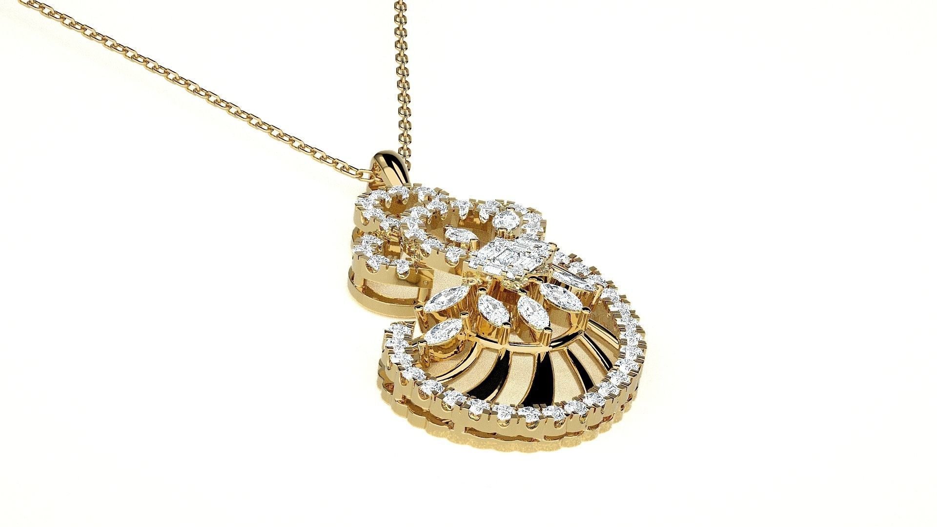 Leaves High Jewelry Pendant Earrings Set 3dm stl obj mtl gltf 3D print model_21