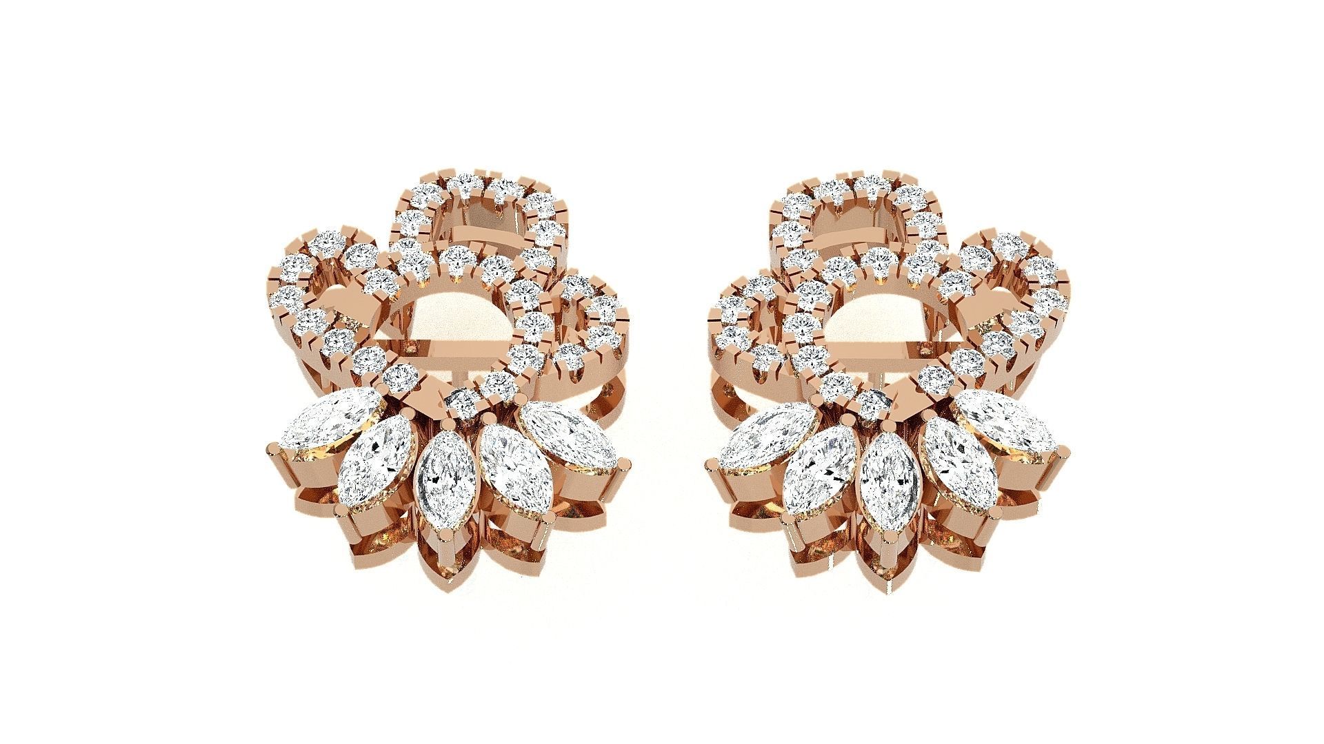 Leaves High Jewelry Pendant Earrings Set 3dm stl obj mtl gltf 3D print model_2