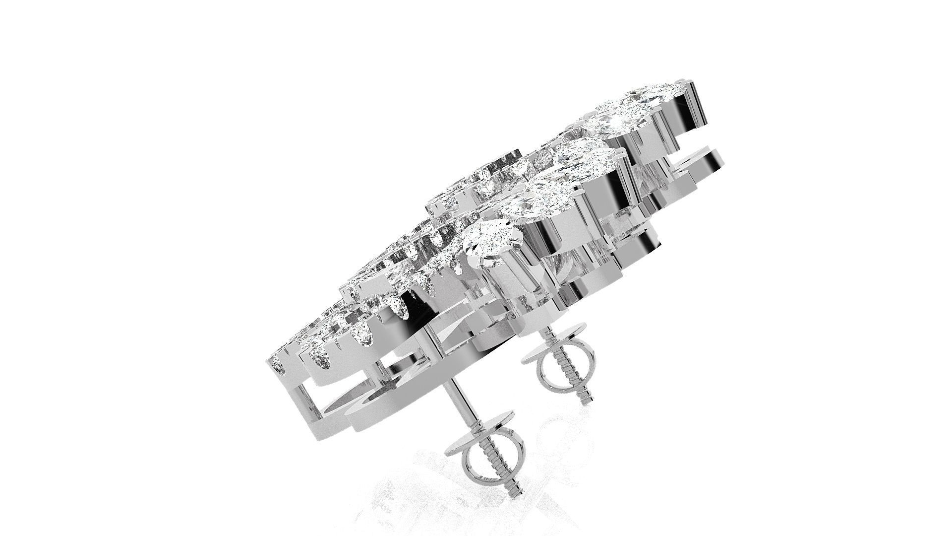 Leaves High Jewelry Pendant Earrings Set 3dm stl obj mtl gltf 3D print model_14