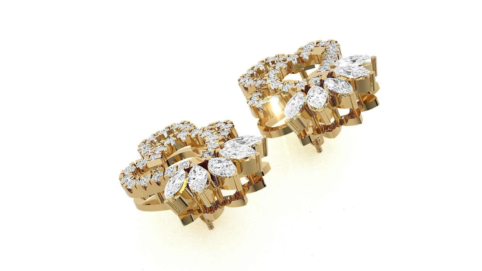 Leaves High Jewelry Pendant Earrings Set 3dm stl obj mtl gltf 3D print model_19