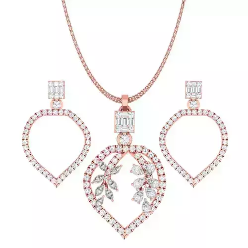 Leaves High Jewelry Pendant Earrings Set 3dm stl obj mtl gltf 