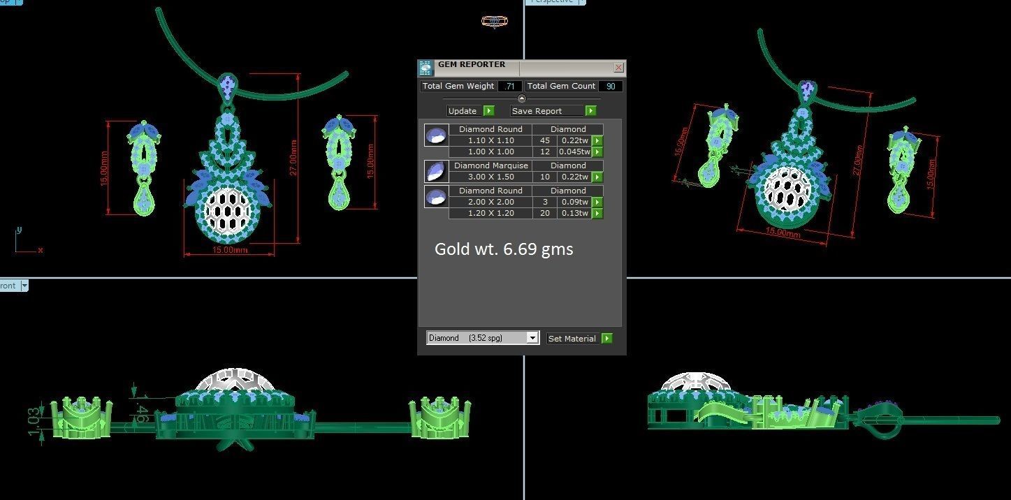 Beetle High Jewelry Pendant Earrings Set 3dm stl obj mtl gltf 3D print model_4