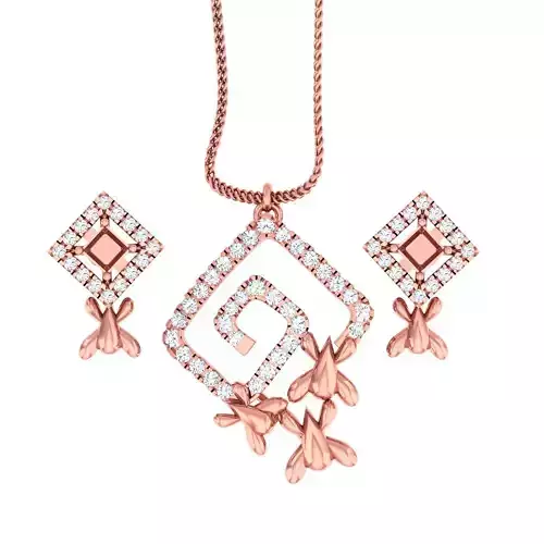 Butterfly on Flower High Jewelry Pendant Earrings Set 3dm stl