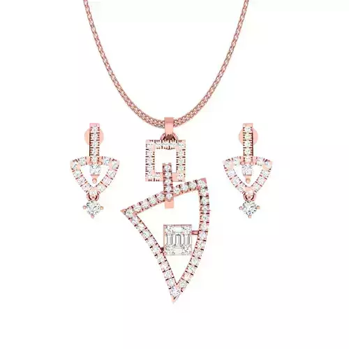 Triangle Teeth Light wt Pendant Earrings Set 3dm stl obj mtl 