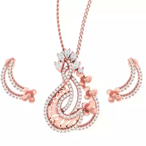 High Jewelry Pendant Earrings Set 3dm stl obj mtl gltf glb 