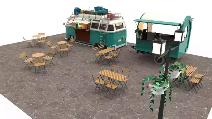 Set Food coffee street cafe