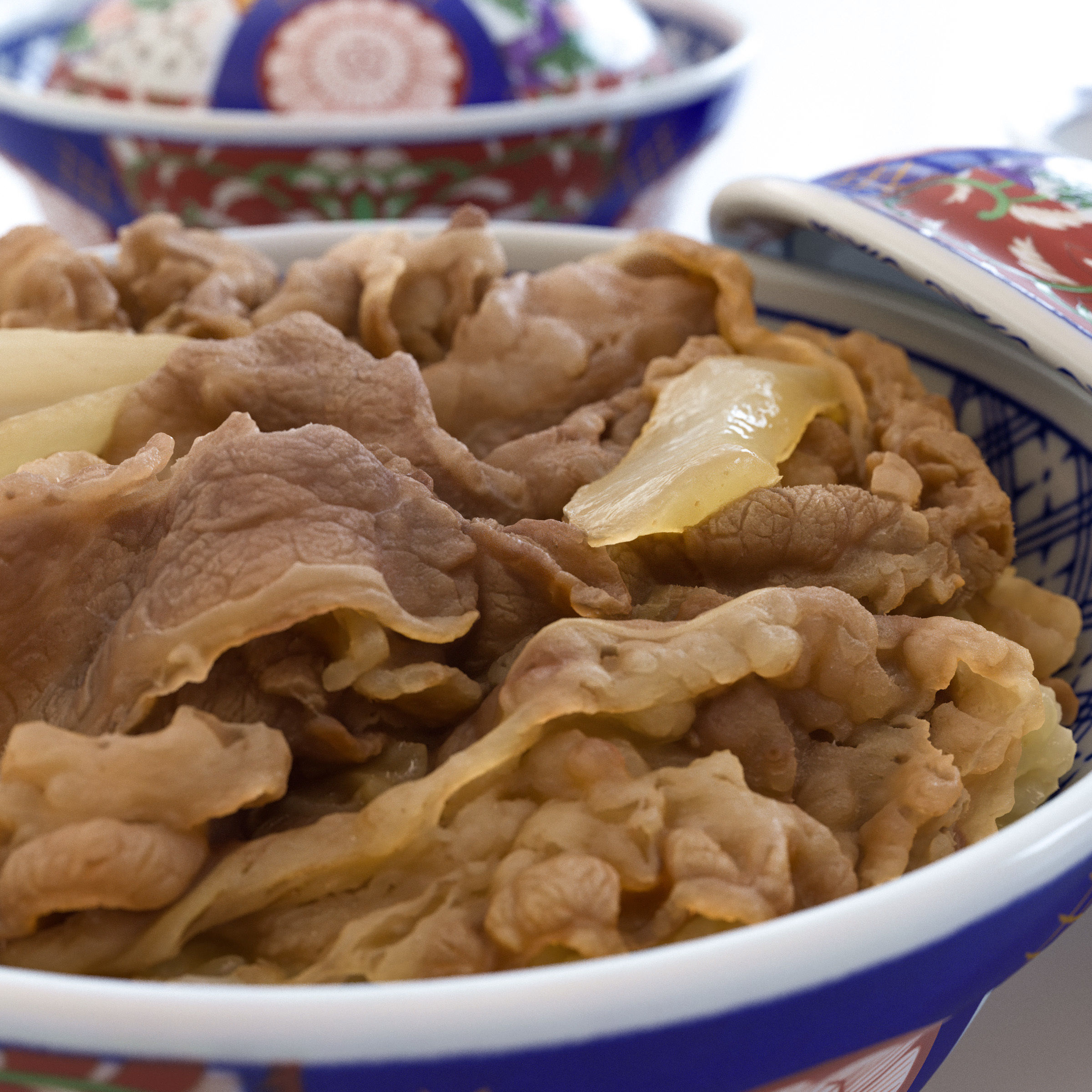 Gyudon and Donburi bowl with lid - Japanese Beef Rice Bowl Low-poly 3D model_1