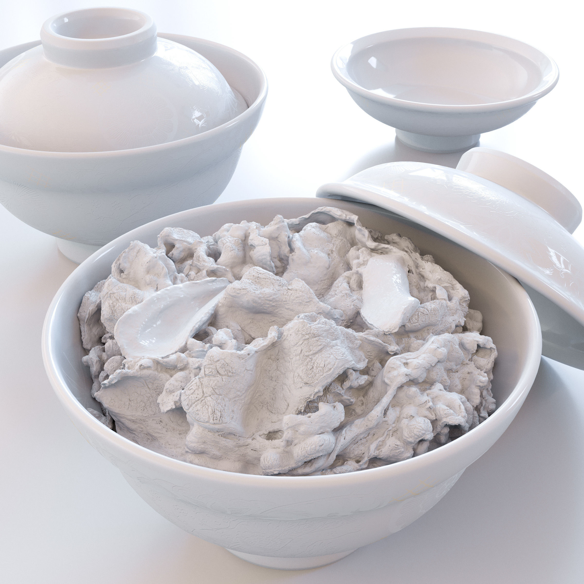 Gyudon and Donburi bowl with lid - Japanese Beef Rice Bowl Low-poly 3D model_3