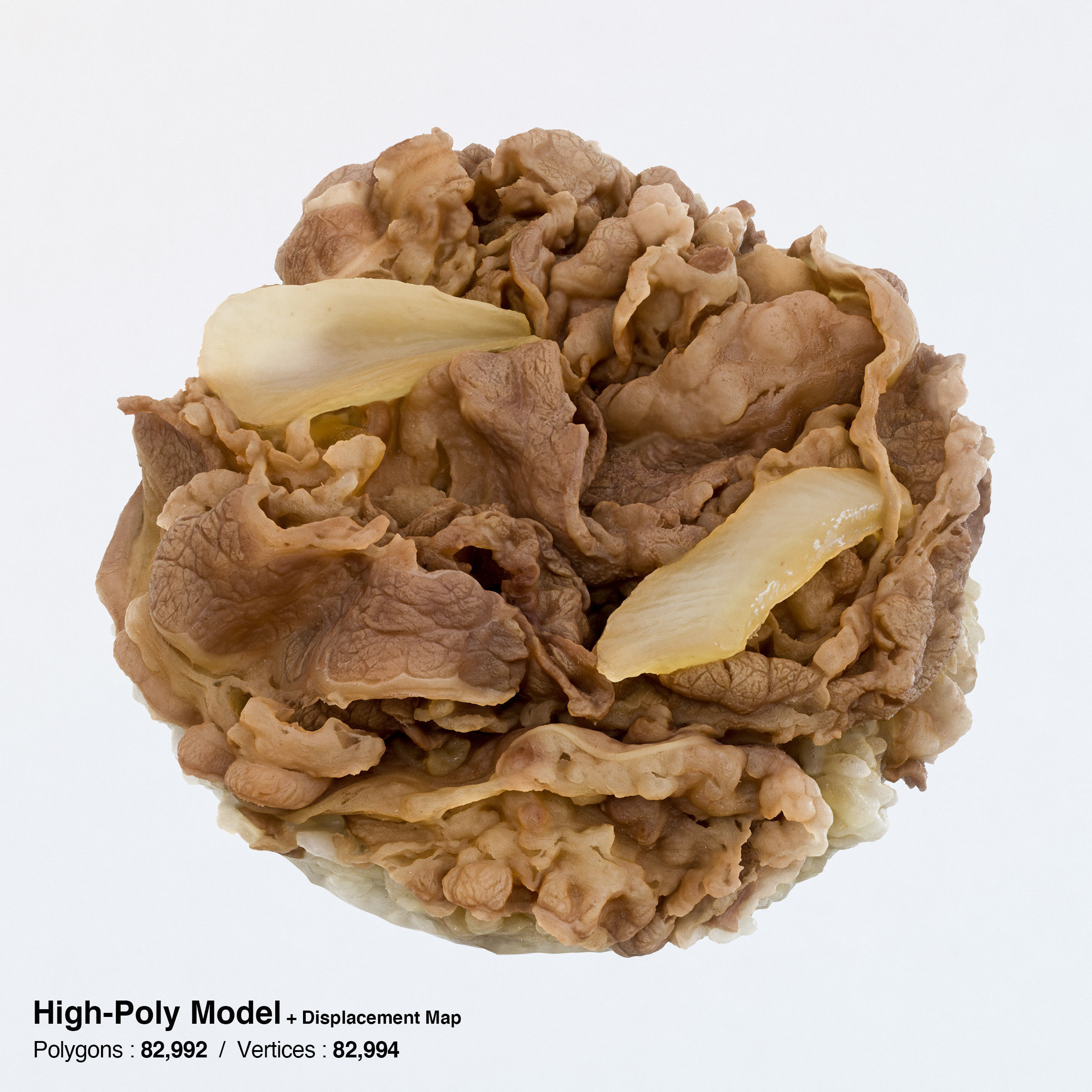 Gyudon and Donburi bowl with lid - Japanese Beef Rice Bowl Low-poly 3D model_9