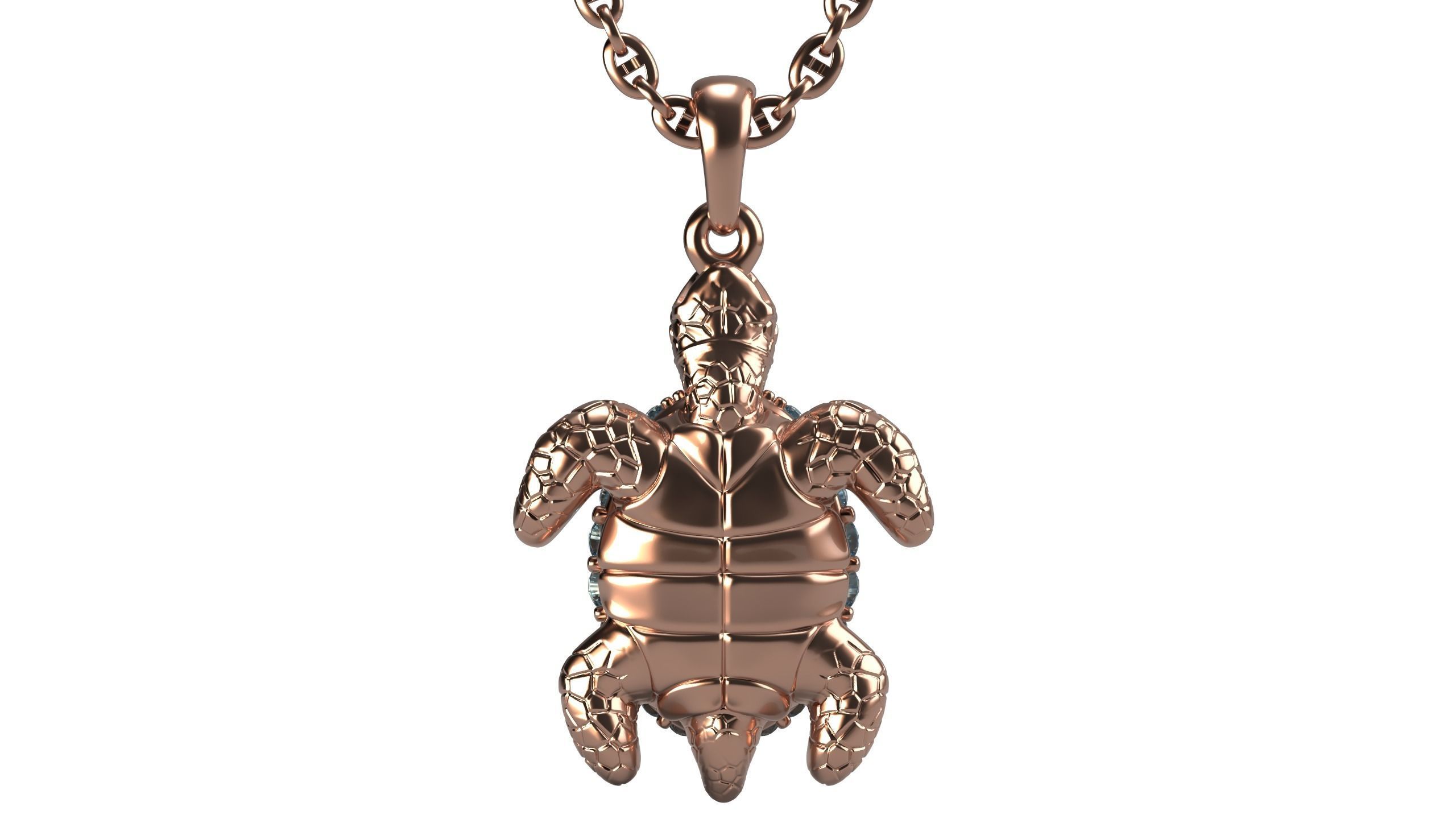 Turtle pendant with diamonds 3D print model_9