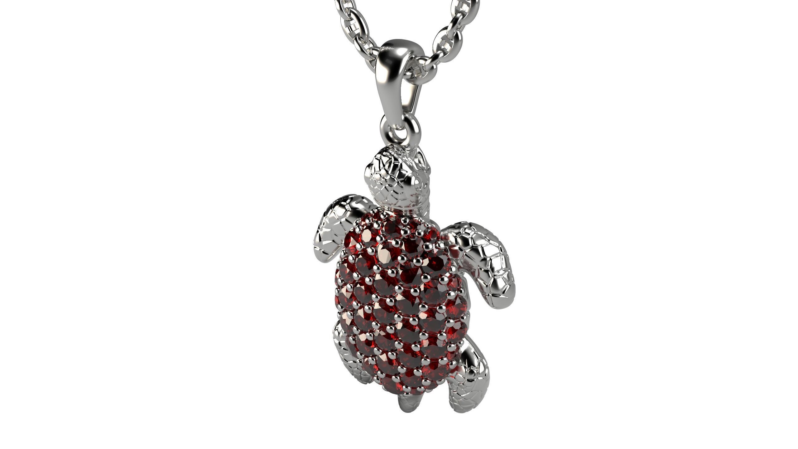 Turtle pendant with diamonds 3D print model_6