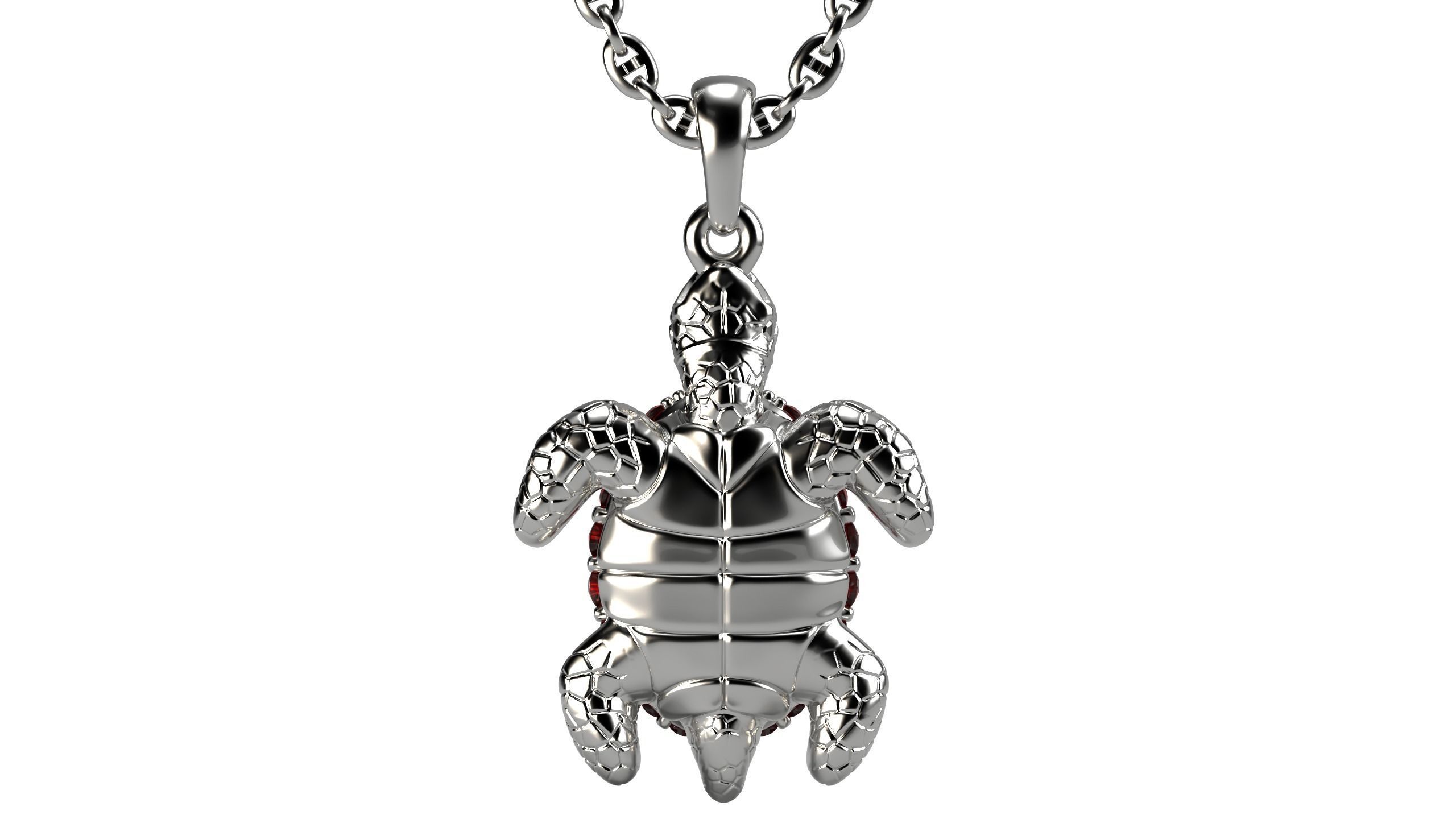 Turtle pendant with diamonds 3D print model_7