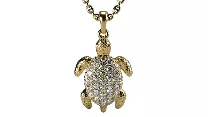Turtle pendant with diamonds