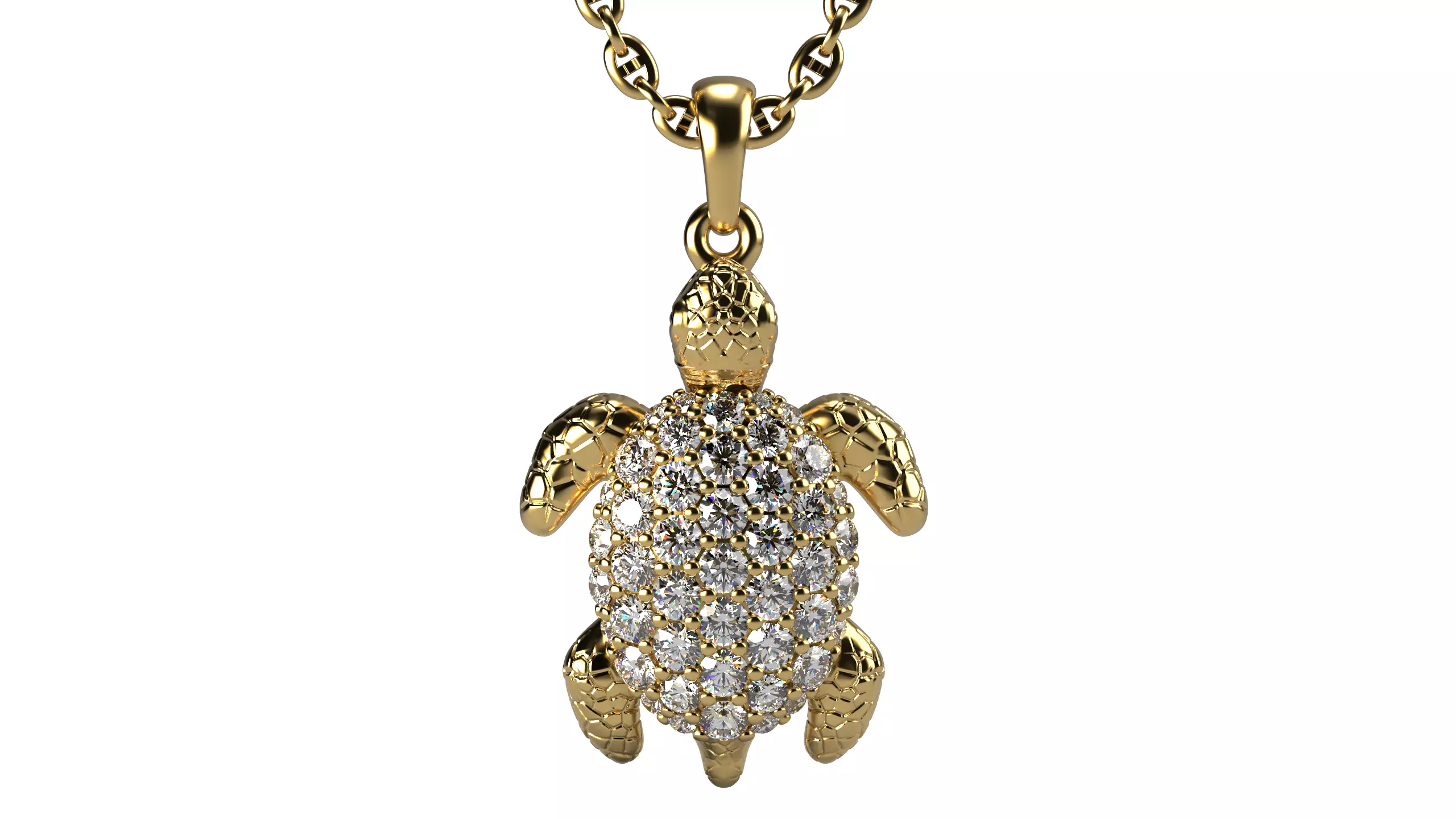 Turtle pendant with diamonds 3D print model_0