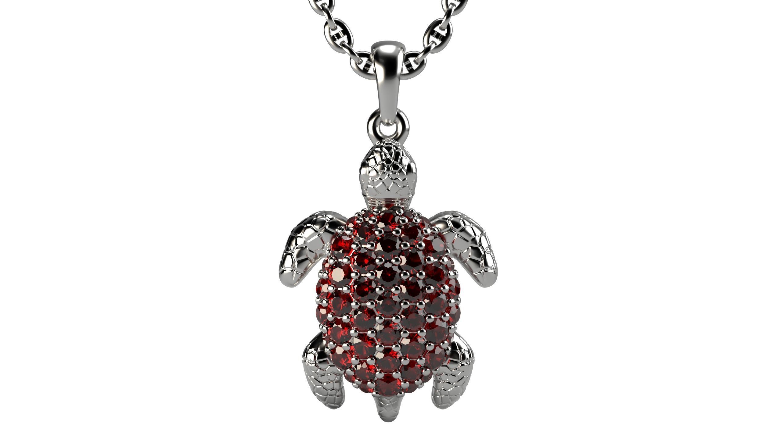 Turtle pendant with diamonds 3D print model_5