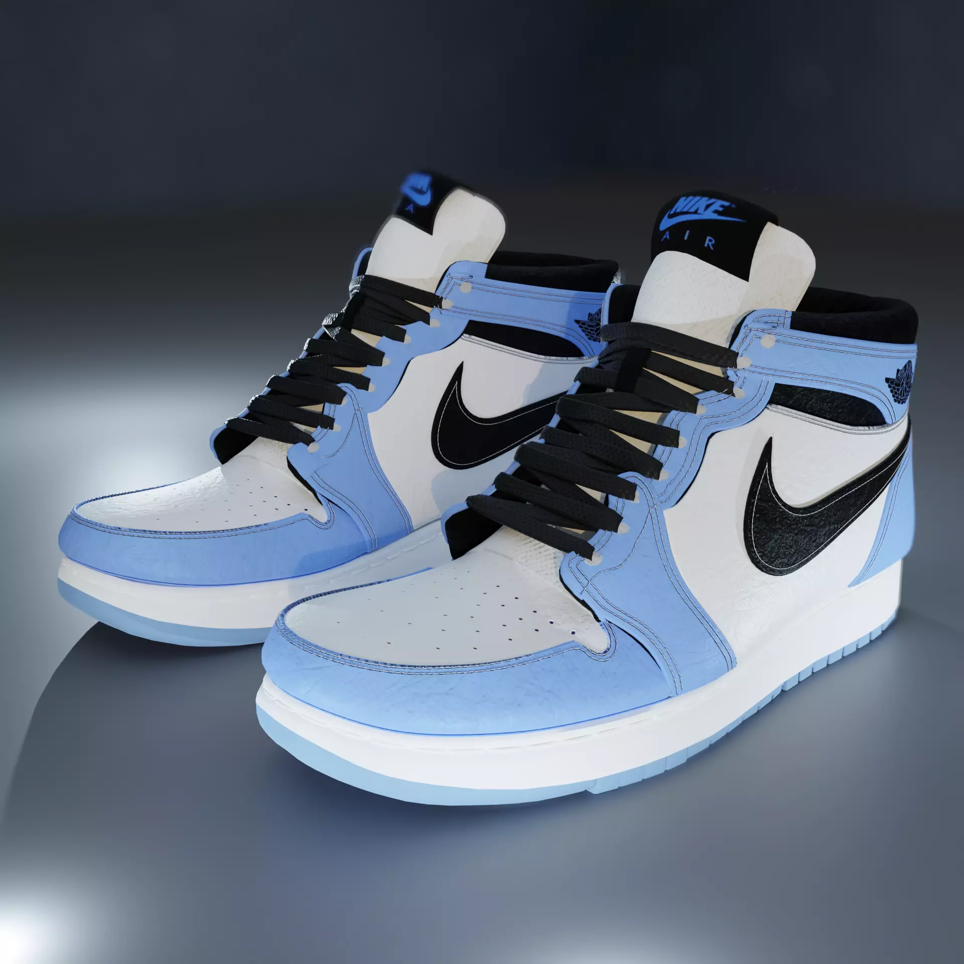 Air Jordan 1 Blue University PBR  3D model_0