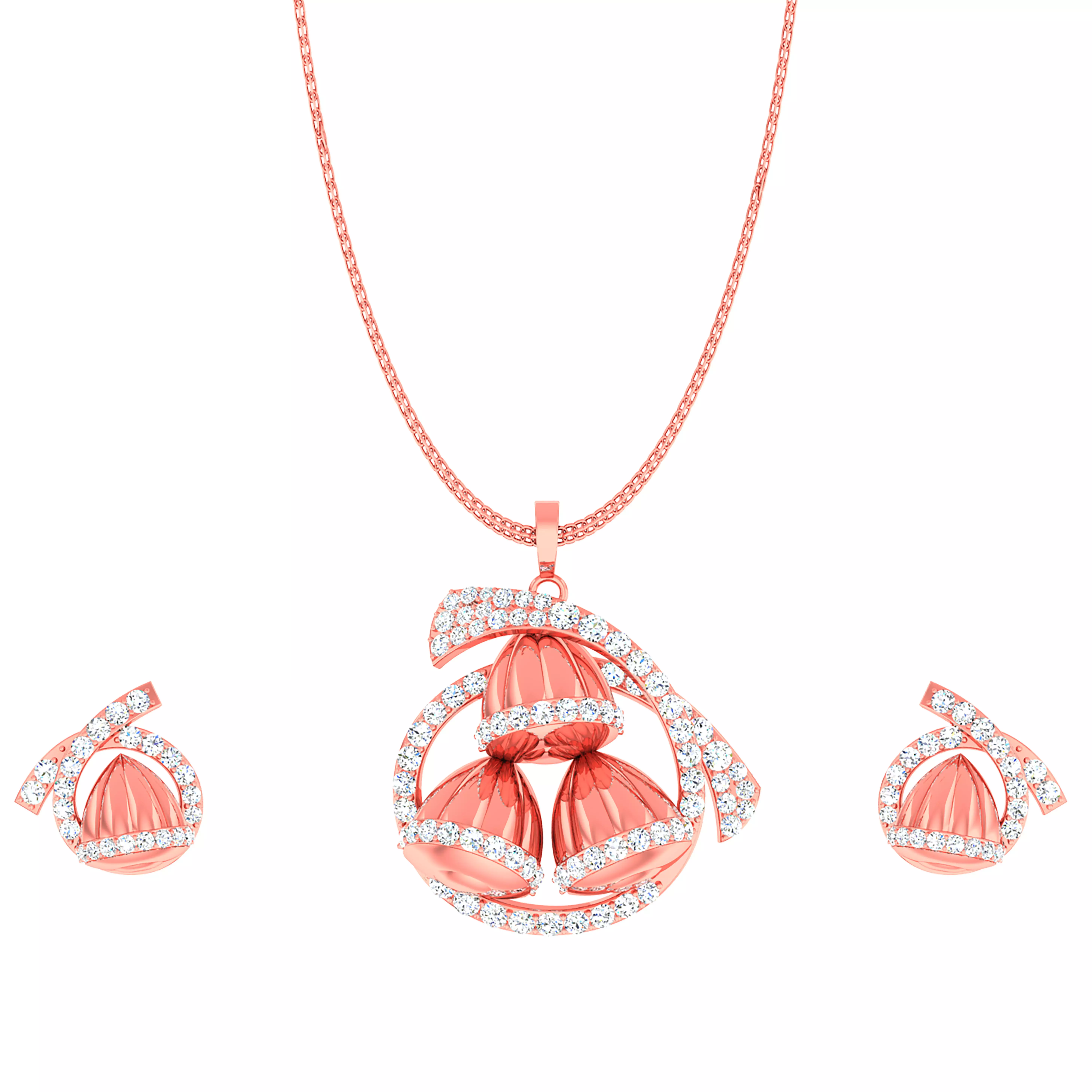 Beads High Jewelry Pendant Earrings Set 3dm stl obj mtl gltf 3D print model