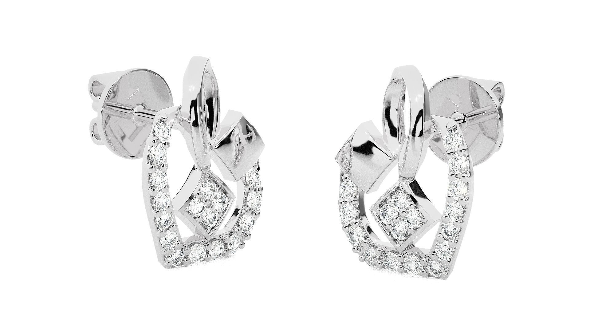 Flower Vase High Jewelry Pendant Earrings Set 3dm stl obj mtl  3D print model_16