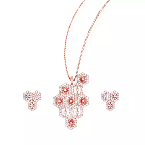 Beehive High Jewelry Pendant Earrings Set 3dm stl obj mtl gltf