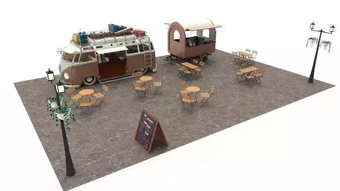 Set Food coffee street cafe