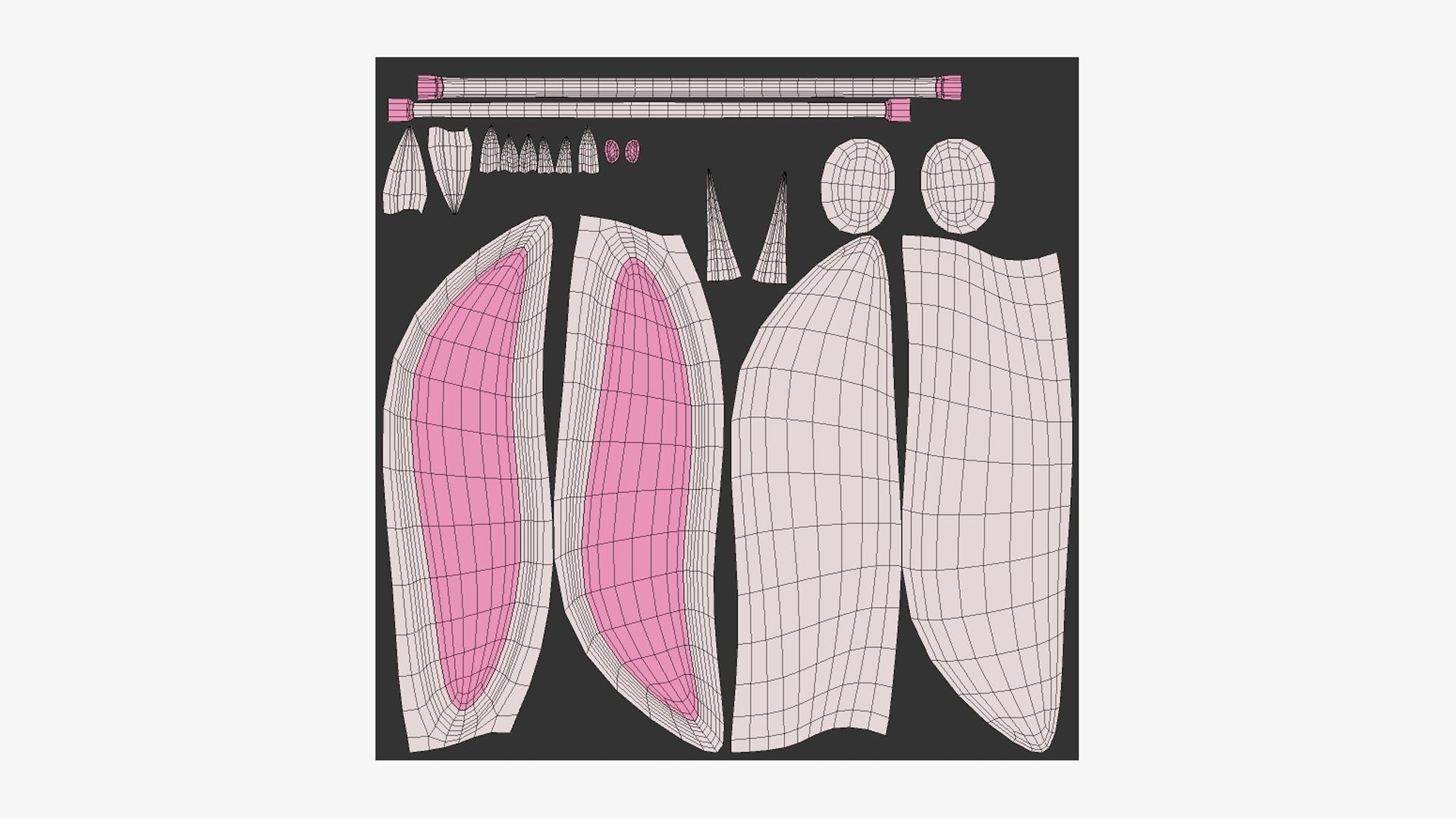 Furry Ears Tiara I06 - Headband Character Design Low-poly 3D model_5