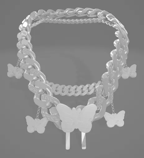 Female Butterfly Chain D3 Low-poly 3D model_0