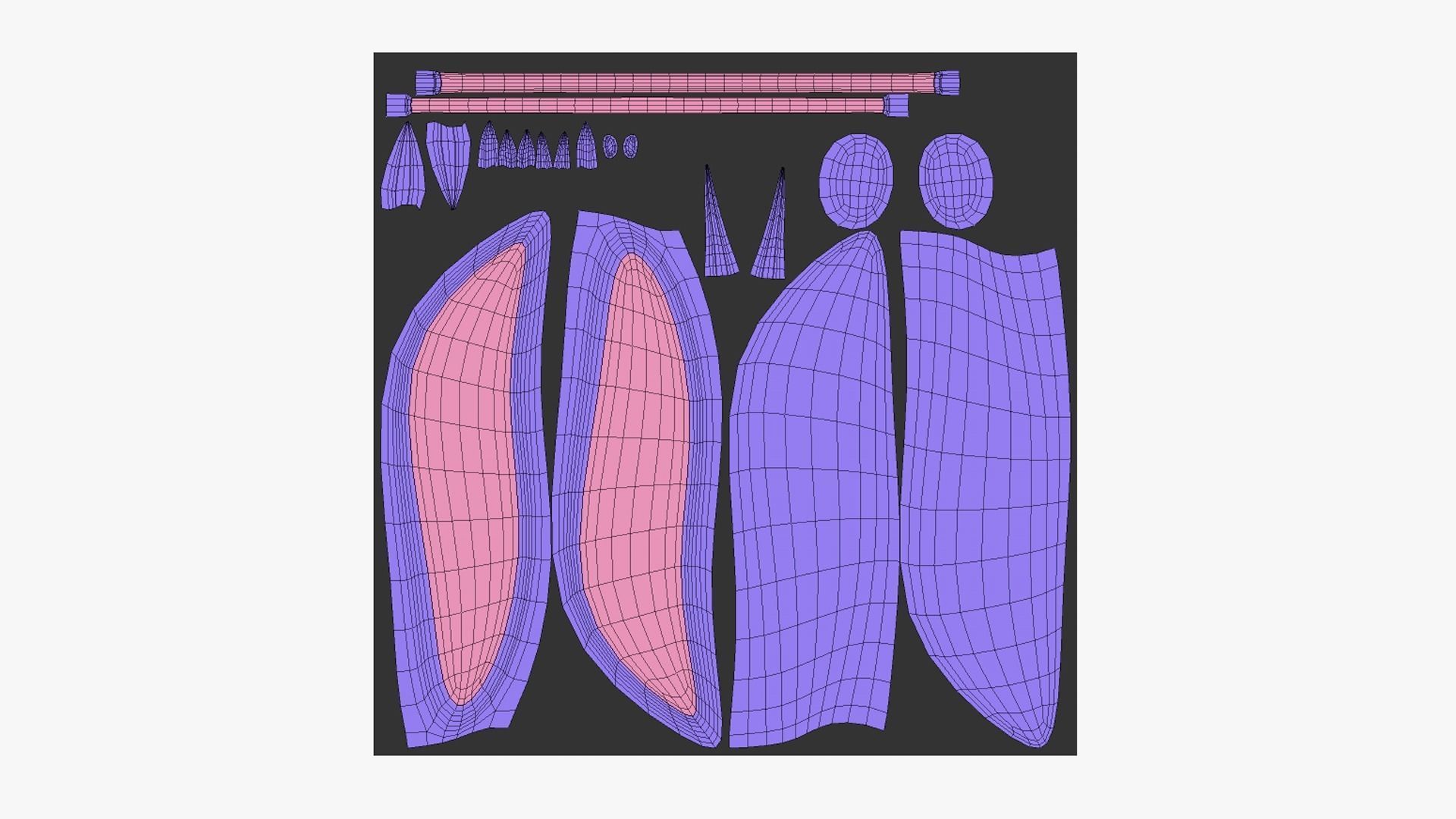 Furry Ears Tiara I08 Purple - Headband Character Design Low-poly 3D model_5