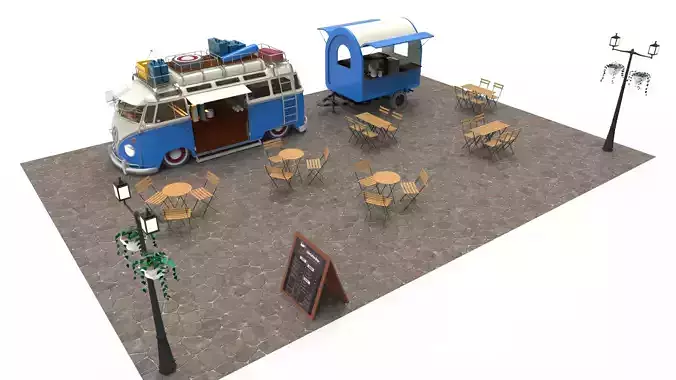 Set Food coffee street cafe