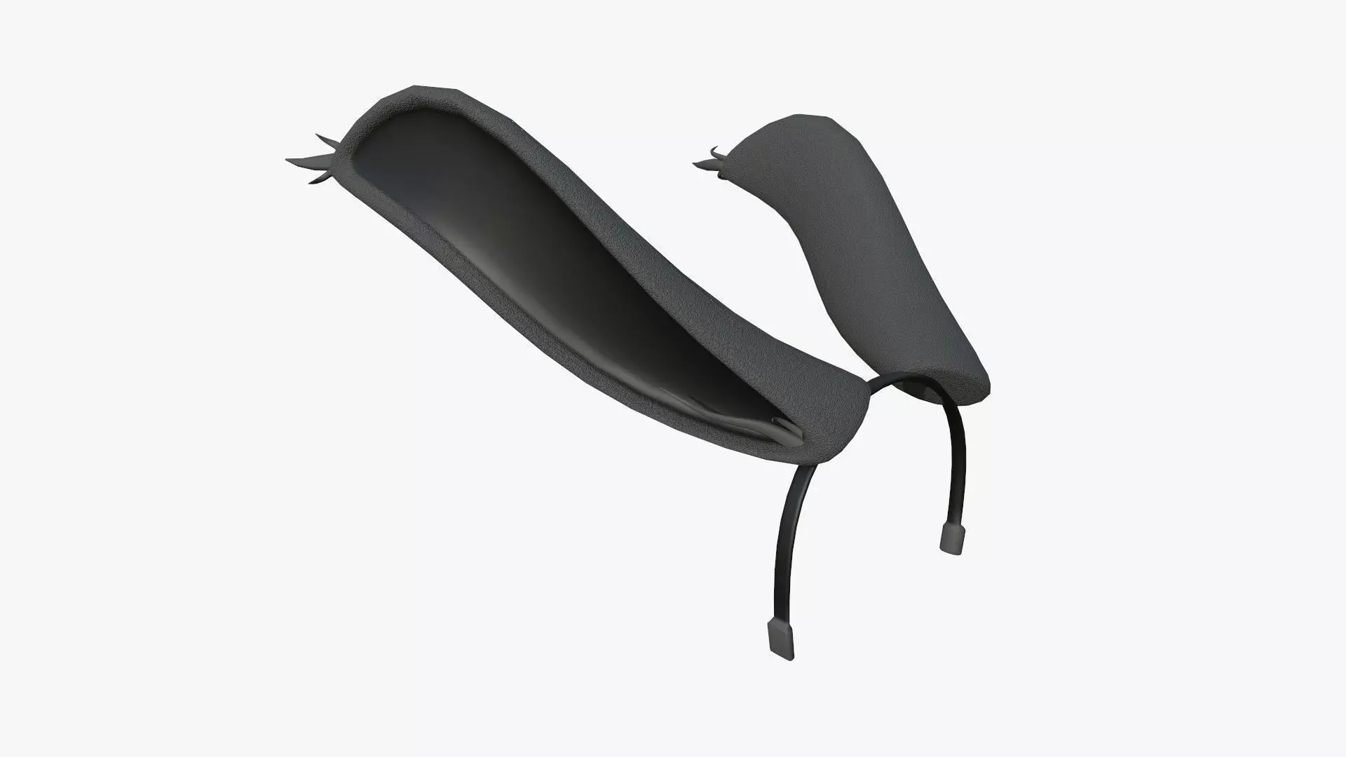 Furry Ears Tiara I09 Full Black - Headband Character Design Low-poly 3D model_0