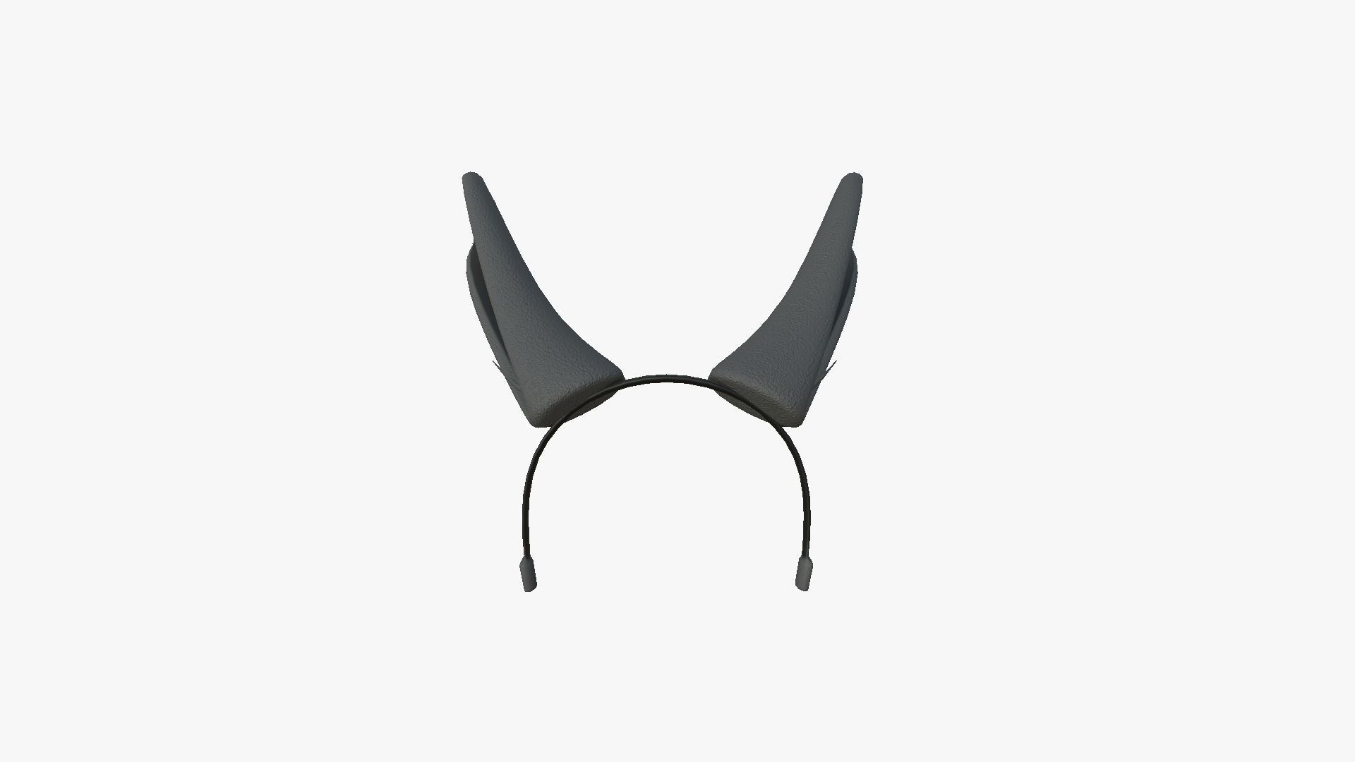 Furry Ears Tiara I09 Full Black - Headband Character Design Low-poly 3D model_2