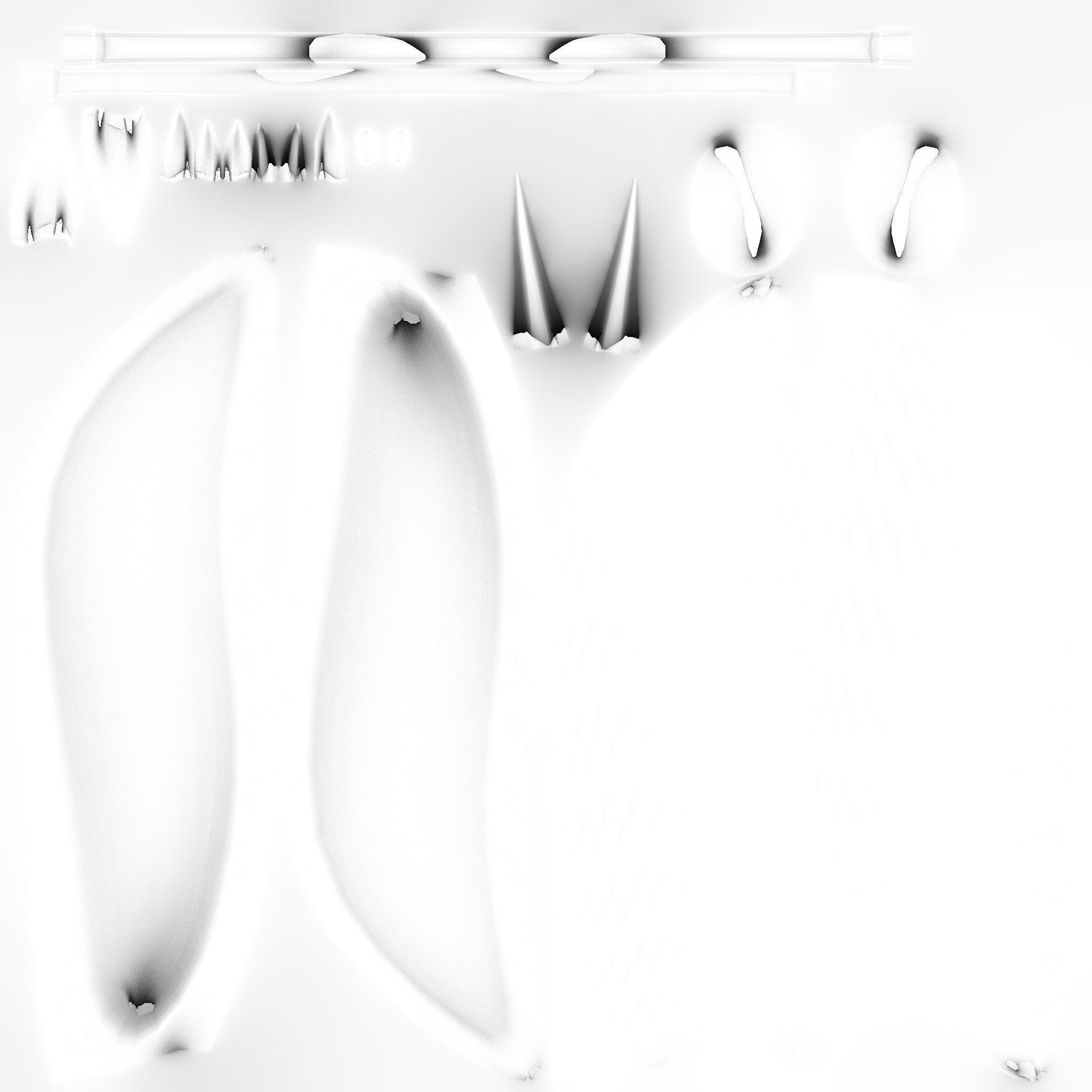 Furry Ears Tiara I09 Full Black - Headband Character Design Low-poly 3D model_16