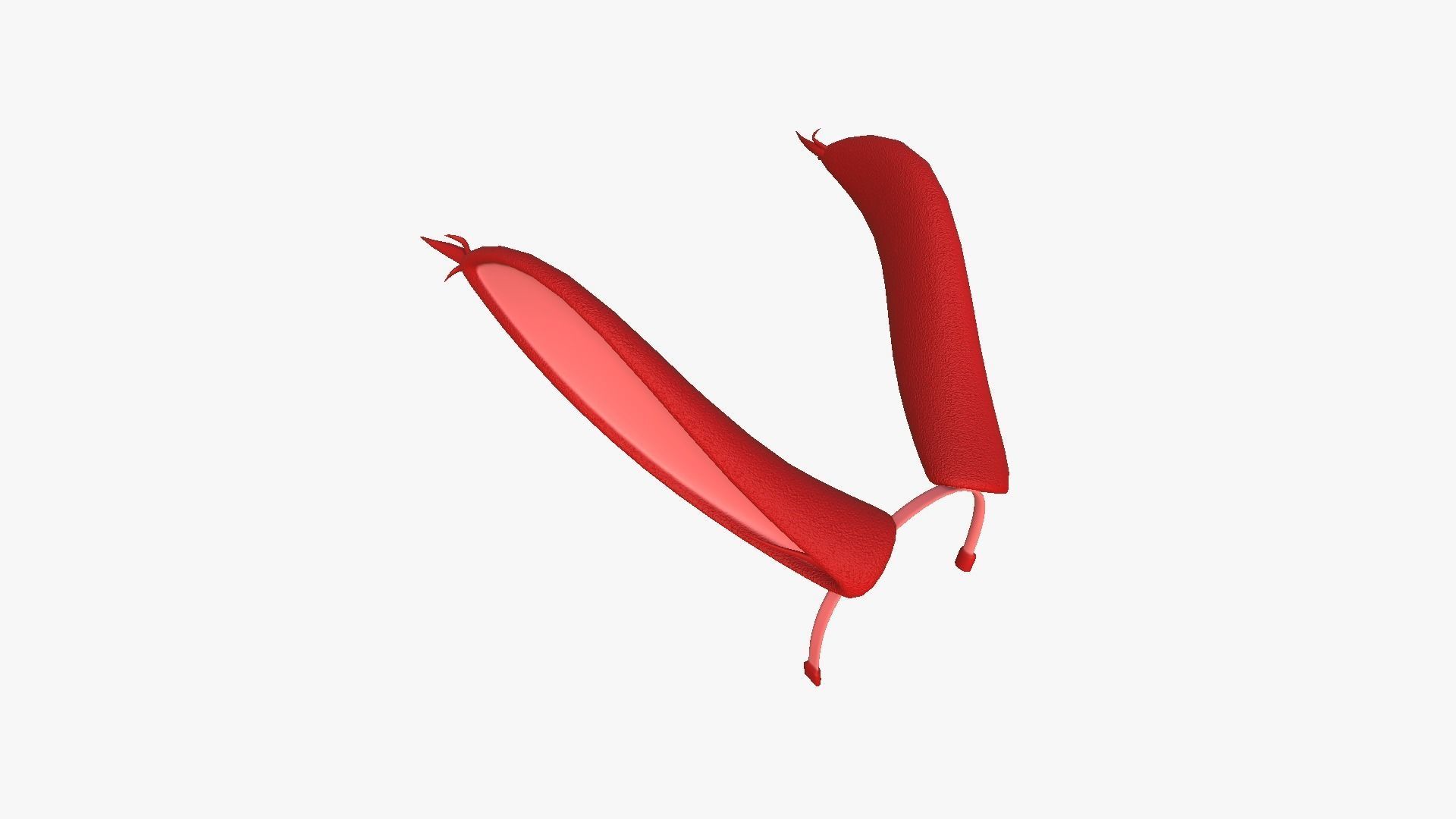 Furry Ears Tiara I10 Red - Headband Character Design Low-poly 3D model_1