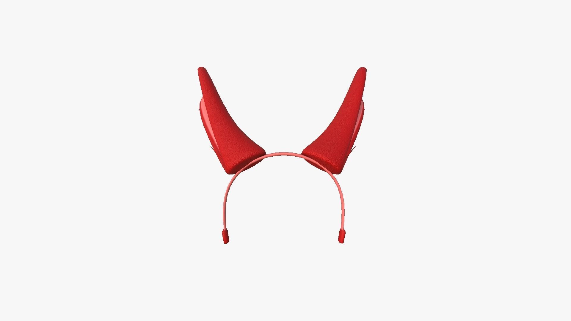 Furry Ears Tiara I10 Red - Headband Character Design Low-poly 3D model_2